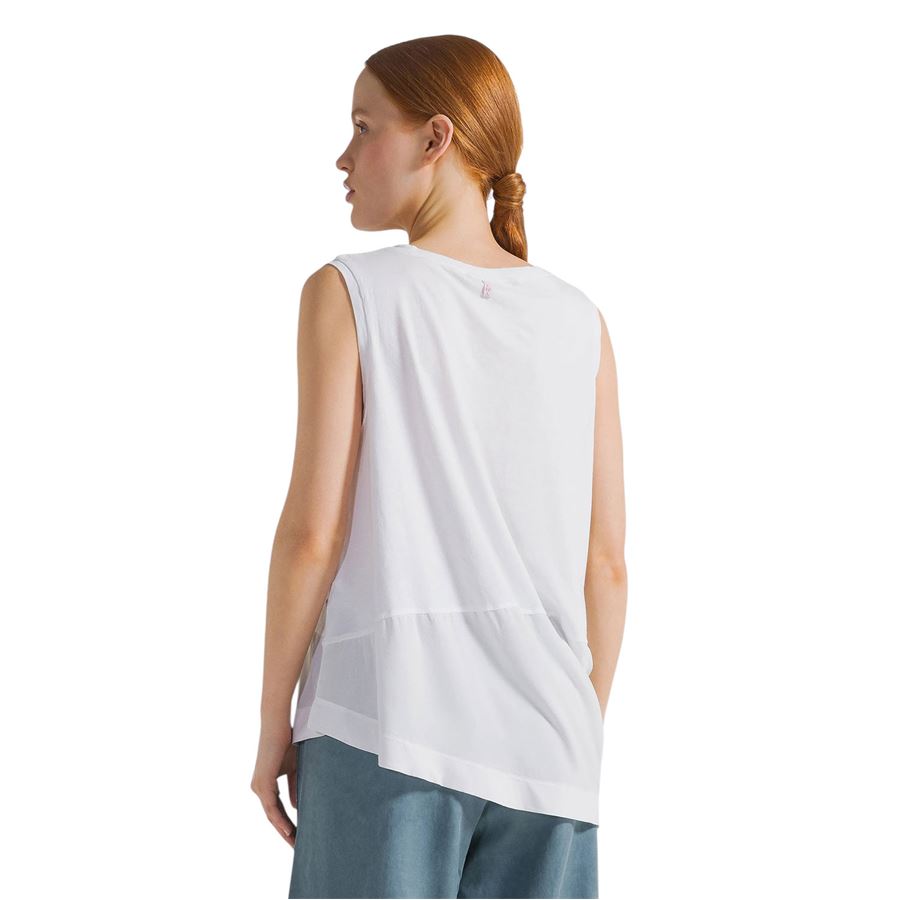 Top asimmetrico con inserti in mussola bianco da donna Deha | D2234210001